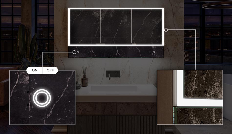 Lily model – elegantna omarica z osvetlitvijo in policami | ARTFORMA