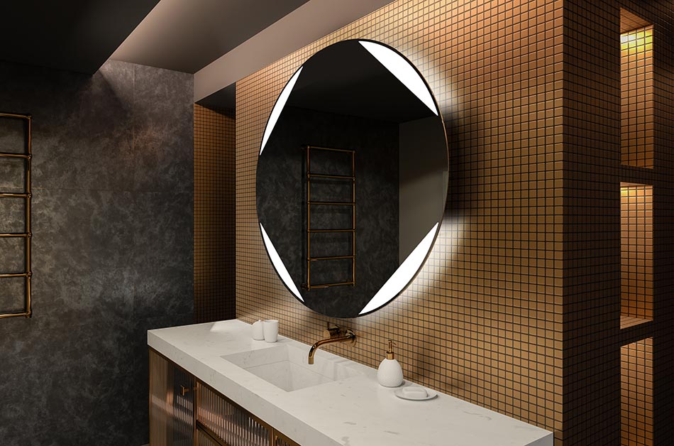 Okroglo LED ogledalo z osvetlitvijo ozadja, idealno za notranjost, ki izboljšuje razpoloženje | ARTFORMA