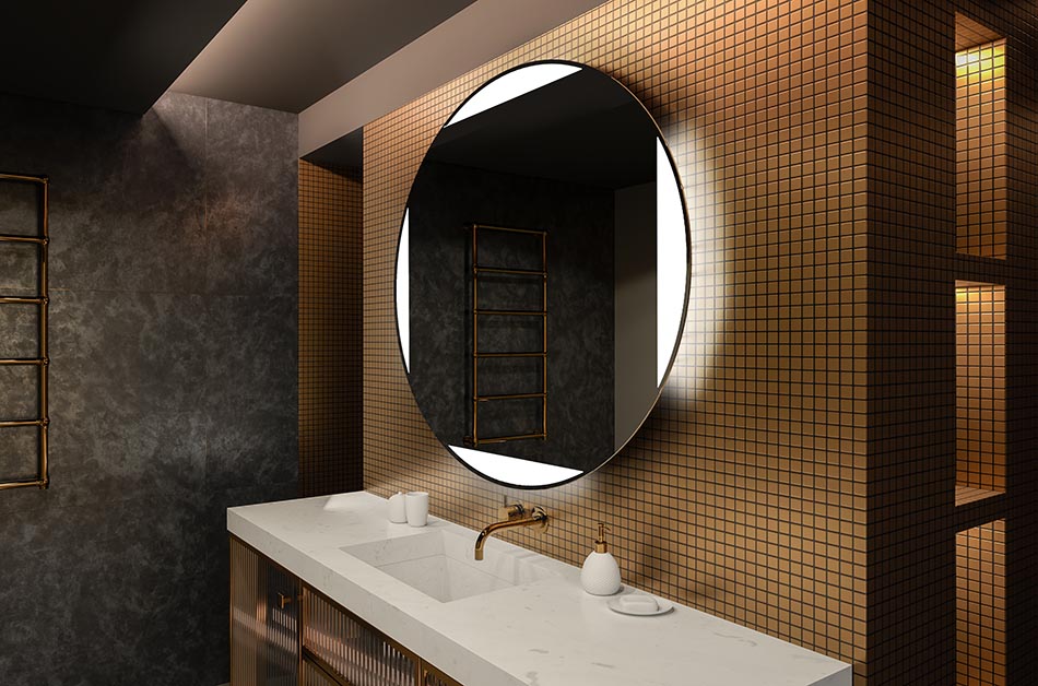 Okroglo LED ogledalo z osvetlitvijo ozadja, idealno za notranjost, ki izboljšuje razpoloženje | ARTFORMA