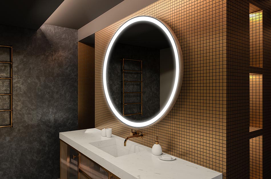 Moderno okroglo ogledalo z mehko LED svetlobo v vrhunskem slogu | ARTFORMA