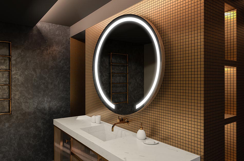 Moderno okroglo ogledalo z mehko LED svetlobo v vrhunskem slogu | ARTFORMA