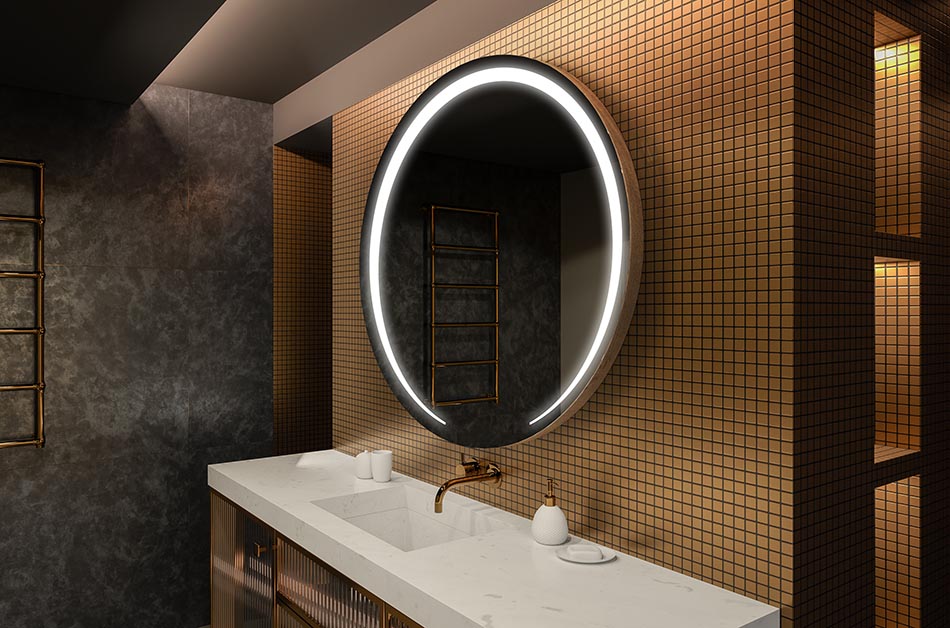 Moderno okroglo ogledalo z mehko LED svetlobo v vrhunskem slogu | ARTFORMA