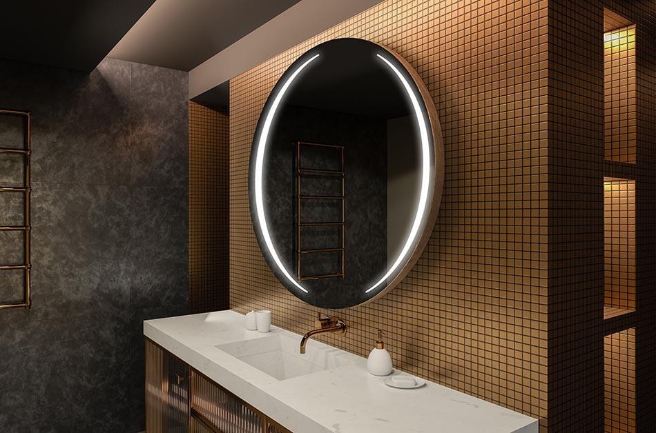 Moderno okroglo ogledalo z mehko LED svetlobo v vrhunskem slogu | ARTFORMA