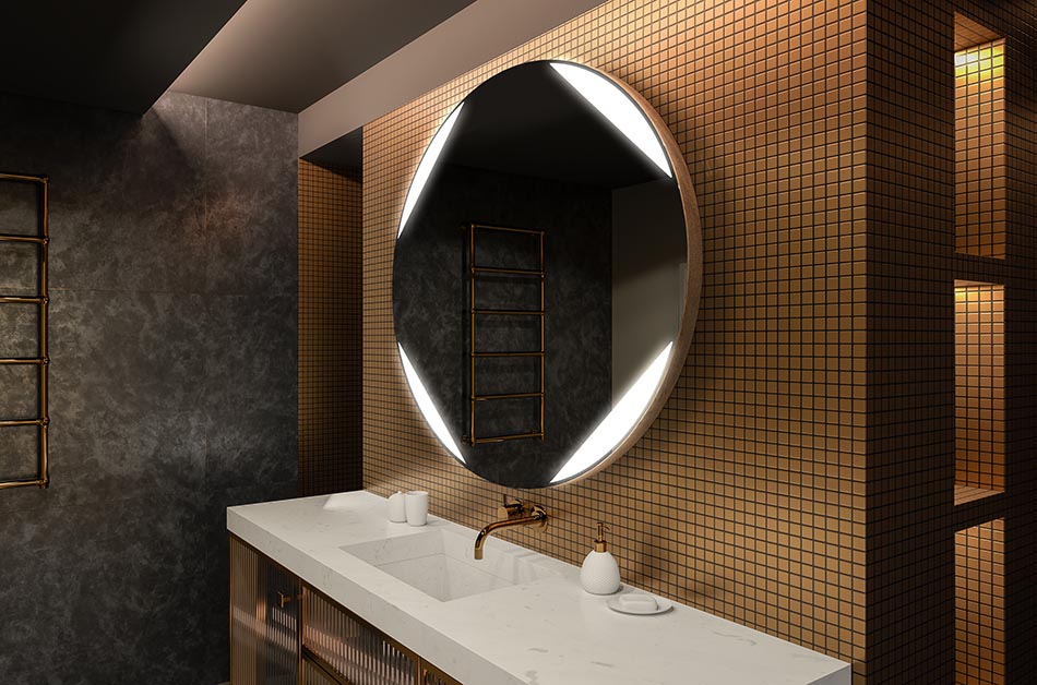 Moderno okroglo ogledalo z mehko LED svetlobo v vrhunskem slogu | ARTFORMA