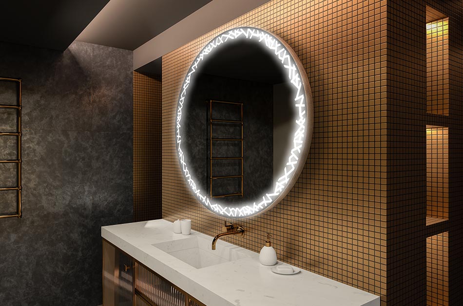 Moderno okroglo ogledalo z mehko LED svetlobo v vrhunskem slogu | ARTFORMA