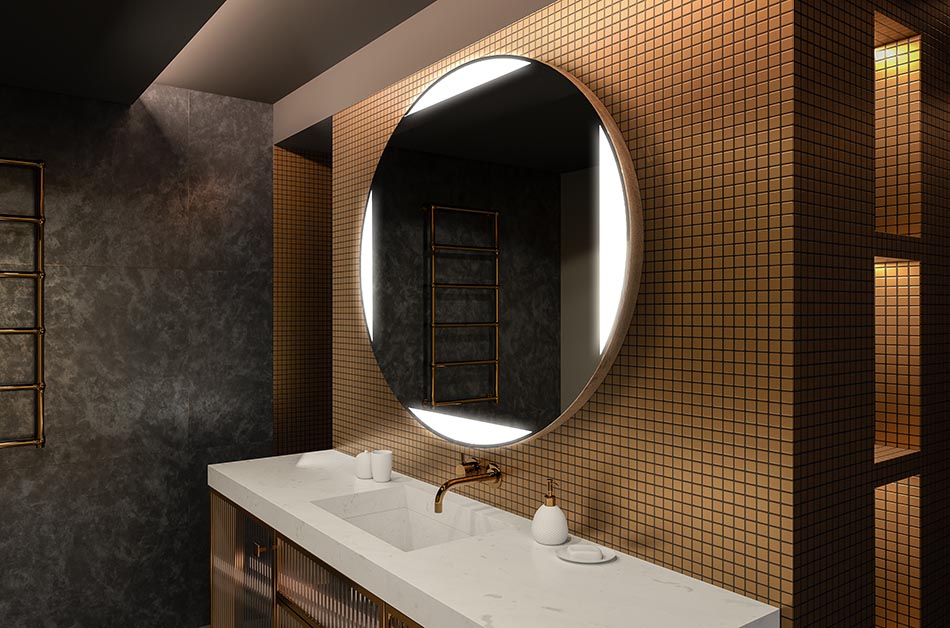 Moderno okroglo ogledalo z mehko LED svetlobo v vrhunskem slogu | ARTFORMA