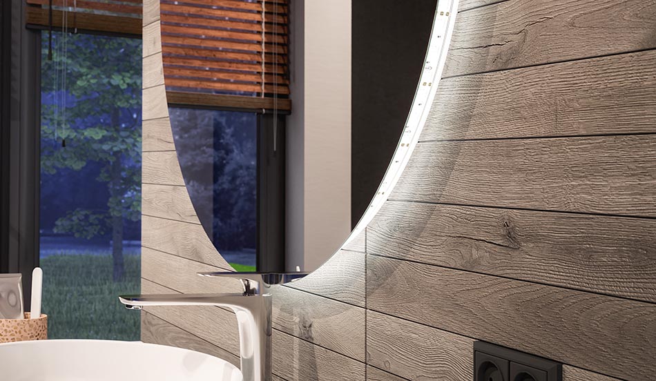 Okroglo LED ogledalo z ambientalnim učinkom in elegantno razpršeno svetlobo | ARTFORMA