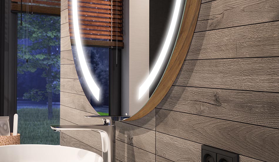 Okroglo LED ogledalo z ambientalnim učinkom in elegantno razpršeno svetlobo | ARTFORMA