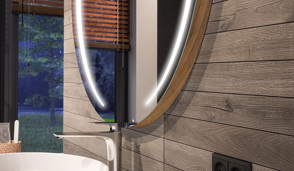 Okroglo LED ogledalo z ambientalnim učinkom in elegantno razpršeno svetlobo | ARTFORMA