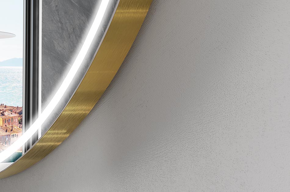 Nepravilno ogledalo z nežno ambientalno osvetlitvijo za eleganten interier | ARTFORMA