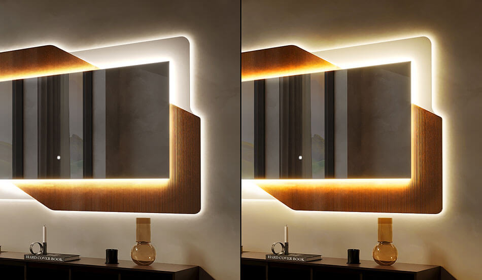 LED-osvetlitev se upravlja prek dotiknega stikala. Z enim dotikom stikala se osvetlitev vklopi ali izklopi, če pa stikalo pri vklopljeni osvetlitvi pridržite, spremenite temperaturo LED-osvetlitve.