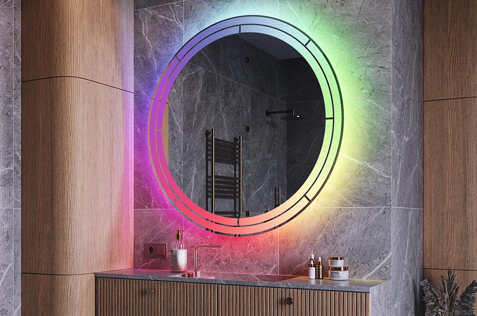 Okroglo LED ogledalo z razpršeno svetlobo in minimalističnim okvirjem | ARTFORMA