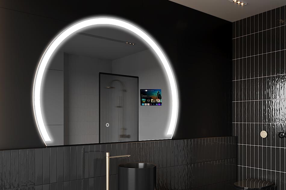 Nepravilno LED ogledalo z zaslonom za prikaz vremena in dotiknim zaslonom | ARTFORMA