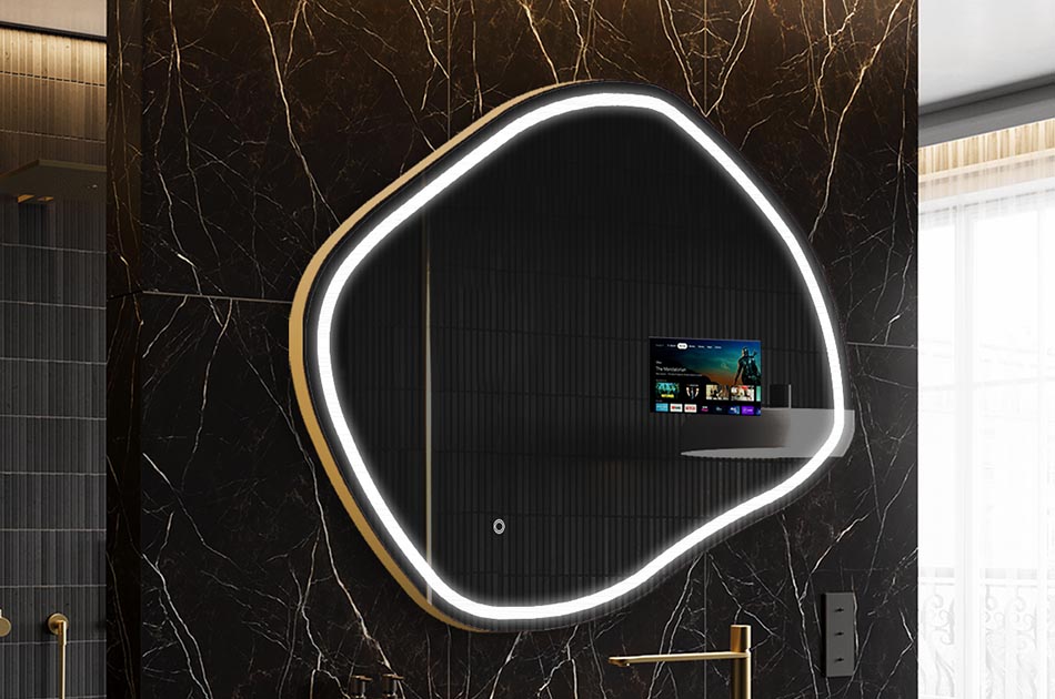 Nepravilno LED ogledalo z zaslonom za prikaz vremena in dotiknim zaslonom | ARTFORMA