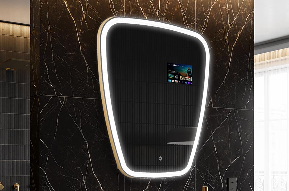 Nepravilno LED ogledalo z zaslonom za prikaz vremena in dotiknim zaslonom | ARTFORMA