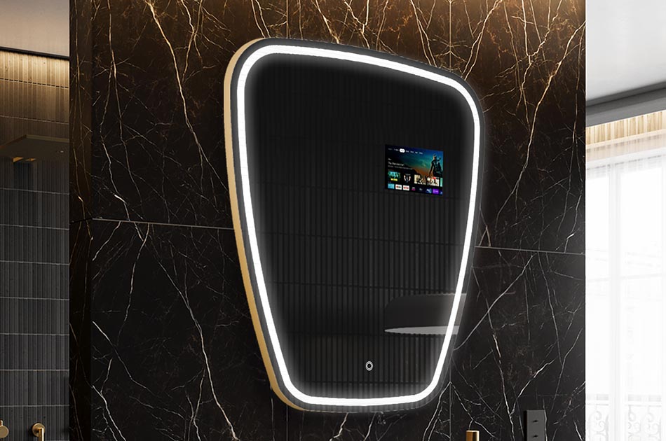 Nepravilno LED ogledalo z zaslonom za prikaz vremena in dotiknim zaslonom | ARTFORMA