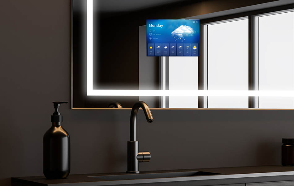 Na naša kopalniška ogledala lahko namestite aplikacijo AccuWeather, ki prikazuje trenutno vremensko napoved. To je najboljši vir informacij, ki ga vsak dan uporablja 1,5 milijarde ljudi. Če ste pravkar preverili, da dan ne bo primeren za dolge sprehode ... se sprostite v vroči kopeli ob svoji najljubši seriji. Topla voda, mehka LED-razsvetljava in kakovostna TV-serija so zagotovilo za prijeten dan!