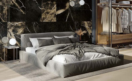 Glazirana keramična ploščica za tla 60x120, črna z zlatimi žilami, sijajna, rektificirana A4H109 Pierre Black