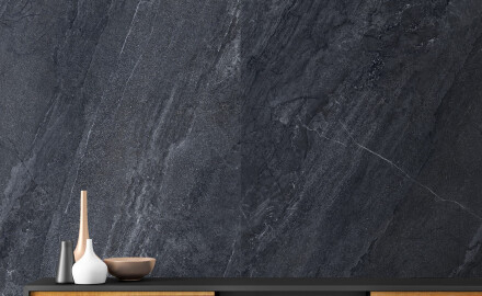 Glazirani keramični ploščici za tla 120 x 280 cm, antracitna kamnita, mat A4H1137 Agathos Anthracite
