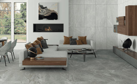 Glazirani keramični ploščici za tla, 60 x 120 cm, svetlo siva, mat, rektificirani, A4H125, Materia Pearl