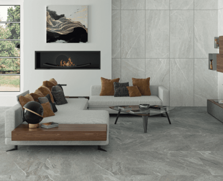 Glazirani keramični ploščici za tla, 60 x 120 cm, svetlo siva, mat, rektificirani, A4H125, Materia Pearl