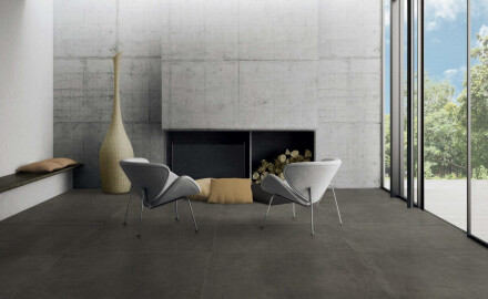 Glasirana keramična ploščica za tla, 60 x 120 cm, temno siva mat betonska barva, rektificirana, A4H327 Massive Dimgray