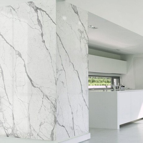 Glazirana talna keramika 120 x 280 cm, mat, s sivimi žilami, rektificirana A4H452 Statuario Superiore #4
