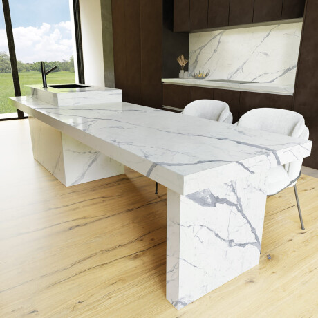Glazirana talna keramika 120 x 280 cm, mat, s sivimi žilami, rektificirana A4H452 Statuario Superiore #8