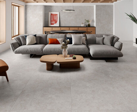 Talna keramika 100x100, travertin, prečno rezan, mat, siva A4H497 Chrono Grey