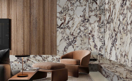 Porcelan 120x120, marmor z vijoličnimi žilami, sijajni A4H841 Calakatta Wiola