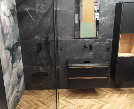 Glazirani keramični ploščici za tla 60 x 120 cm, črni mat, rektificirani A4H85 Iroc Black