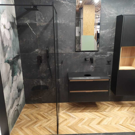 Glazirani keramični ploščici za tla 60 x 120 cm, črni mat, rektificirani A4H85 Iroc Black #1