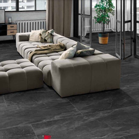 Glazirani keramični ploščici za tla 60 x 120 cm, črni mat, rektificirani A4H85 Iroc Black #18