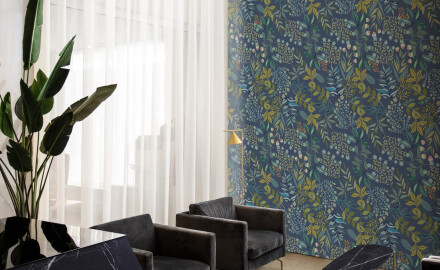 Stenna keramika 60 x 120 cm, modra, z rastlinskimi motivi, mat A4H924 Majorele