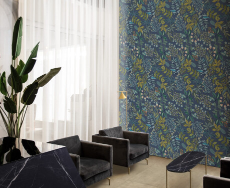 Stenna keramika 60 x 120 cm, modra, z rastlinskimi motivi, mat A4H924 Majorele