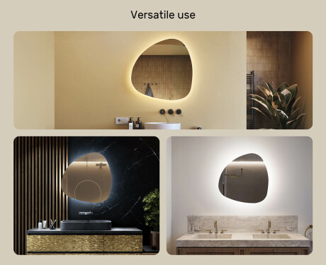 Nepravilno ogledalo LED osvetljeno dekorativno oblikovanje 74x74cm s hladno barvo LED 7000K, toplo barvo 3000K ali nevtralno barvo 4500K #2