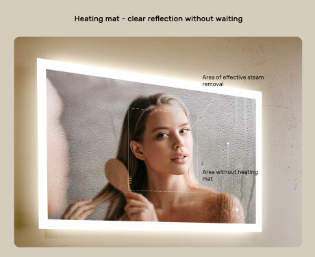 Pravokotno kopalniško ogledalo z LED lučmi 80x60cm z dvojno barvo, stikalom na dotik, odstranjevalnikom #5