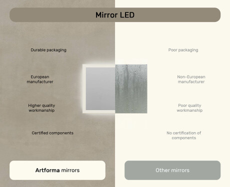 Pravokotno kopalniško ogledalo z LED lučmi 80x60cm z dvojno barvo, stikalom na dotik, odstranjevalnikom #7