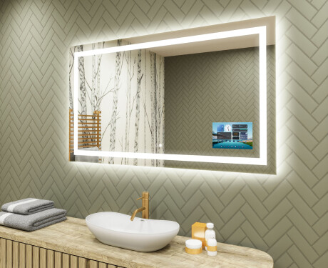 Oblikovalsko osvetljeno LED kopalniško ogledalo L15 120x80cm - SmartScreen, DualColor