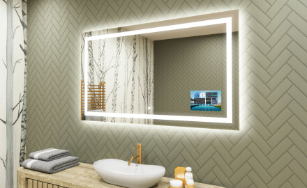 Oblikovalsko osvetljeno LED kopalniško ogledalo L15 120x80cm - SmartScreen, DualColor