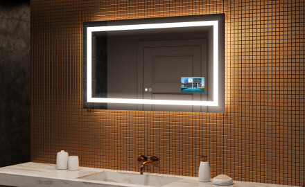 Oblikovalsko osvetljeno LED kopalniško ogledalo L15 120x80cm - SmartScreen, DualColor, Demister