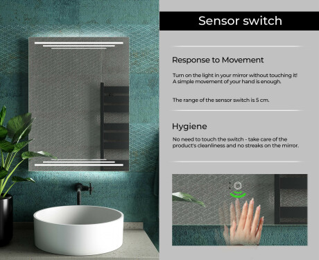 Dizajnersko osvetljeno LED kopalniško ogledalo L75 #7