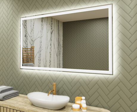 Dizajnersko osvetljeno LED kopalniško ogledalo 120x70cm s hladno LED barvo 7000K, toplo barvo 3000K ali nevtralno barvo 4500K