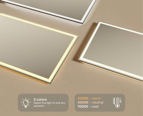 Dizajnersko osvetljeno LED kopalniško ogledalo 120x70cm s hladno LED barvo 7000K, toplo barvo 3000K ali nevtralno barvo 4500K #3
