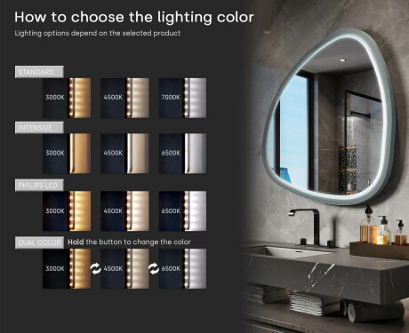Nepravilno LED ogledalo z MDF okvirjem v visokem sijaju L308 #5