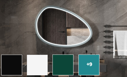 Asimetrično LED ogledalo z lakiranim MDF okvirjem L310