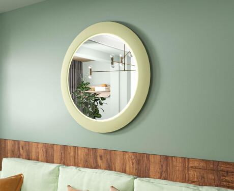 LED ogledalo z MDF v okroglem, lakiranem okvirju L306