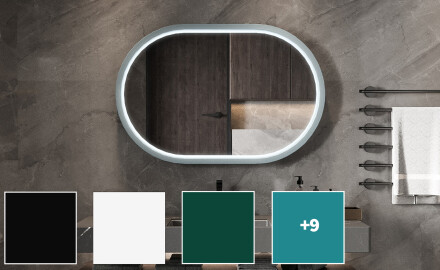 LED ogledalo v obliki stadiona z lakiranim MDF okvirjem L307