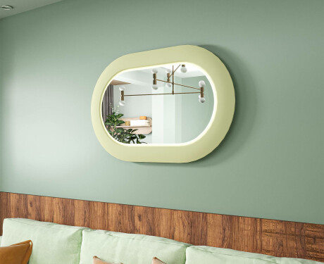 Sodobno LED ogledalo v obliki stadiona z MDF okvirjem L307