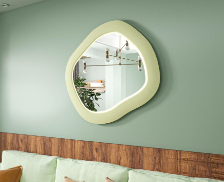 Dizajnersko LED ogledalo z MDF v geometrijski obliki L309